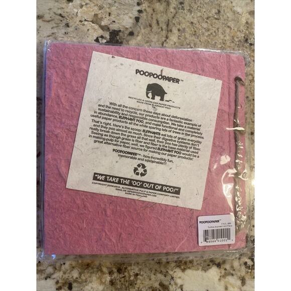 PooPooPaper Pink Twine Journal Lion Face Elephant Poo Odorless NEW 7x7 - Picture 3 of 4